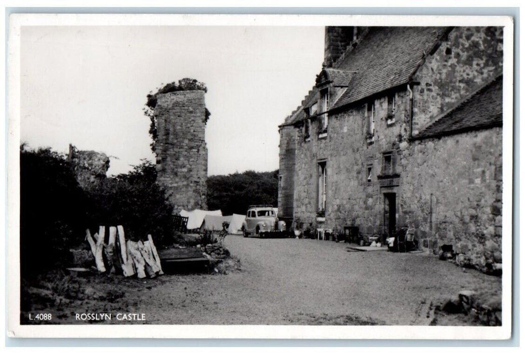 1959 Rosslyn Castle View Midlothian Scotland United Kingdom RPPC Photo Postcard