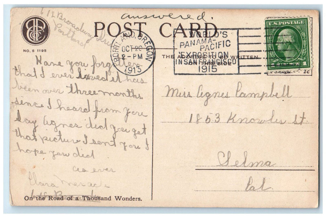 1913 Climbing Roses Flowers Garden Patio Scene Portland Oregon OR Postcard