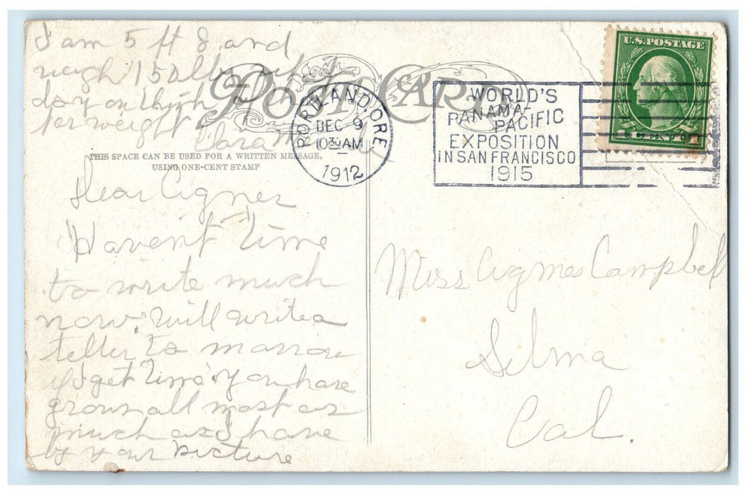 1912 Moonlight Columbia River Showing Mt. St. Helens Portland Oregon Postcard