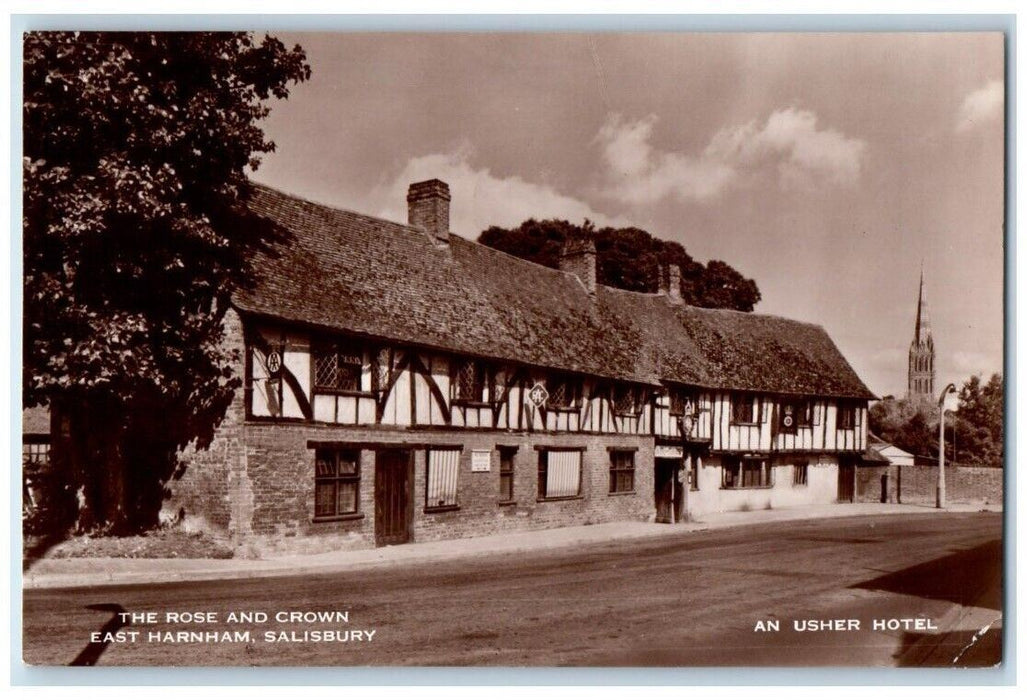 1953 The Rose & Crown Usher East Harnham Salisbury England RPPC Photo Postcard