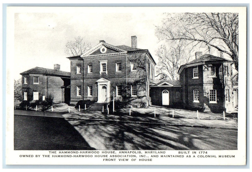 Front View Of The Hammond-Hardwood House Annapolis Maryland MD Vintage Postcard