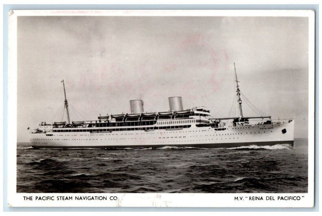 1958 Pacific Steam Navigation Reina Del Pacifico Lima Peru RPPC Photo Postcard