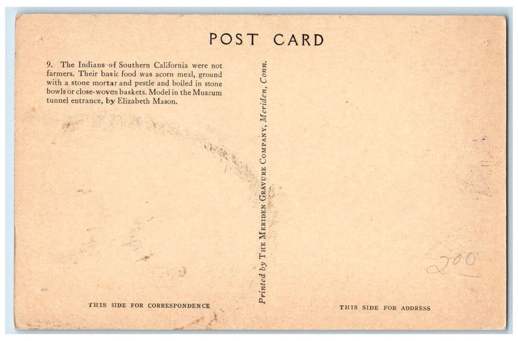 Preparing Acorn Meal Indians Of Southern California Los Angeles CA Postcard