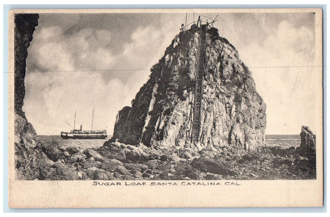 c1905 Sugar Loaf Santa Catalina California CA, Rocks Ship Scene Antique Postcard
