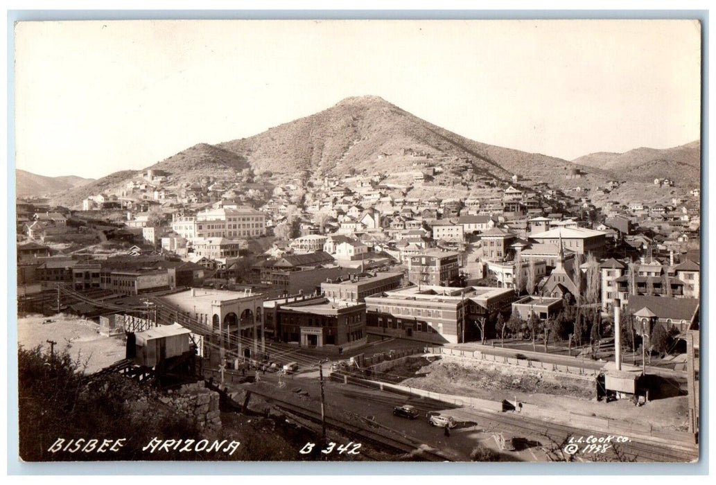 1938 Bird's Eye View Of Bisbee Mountain Arizona AZ RPPC Unposted Photo Postcard