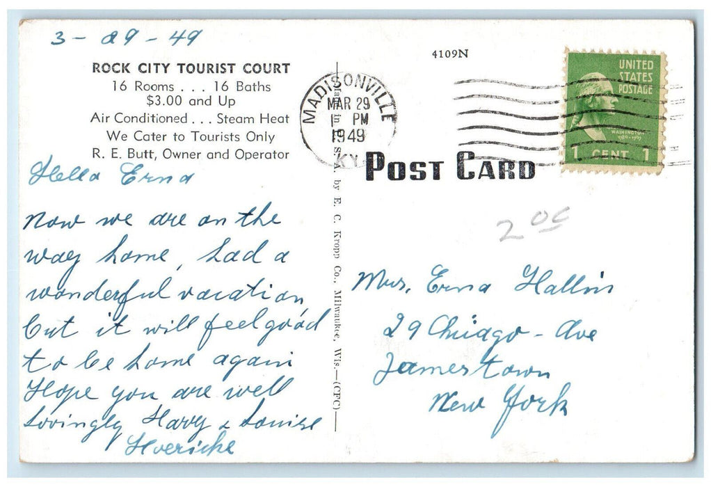 1949 Rock City Tourist Court South Of Hopkinsville Kentucky KY Vintage Postcard