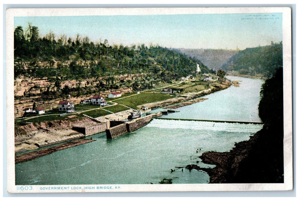 Bird's Eye View Of Government Lock High Bridge Kentucky KY Phostint Postcard