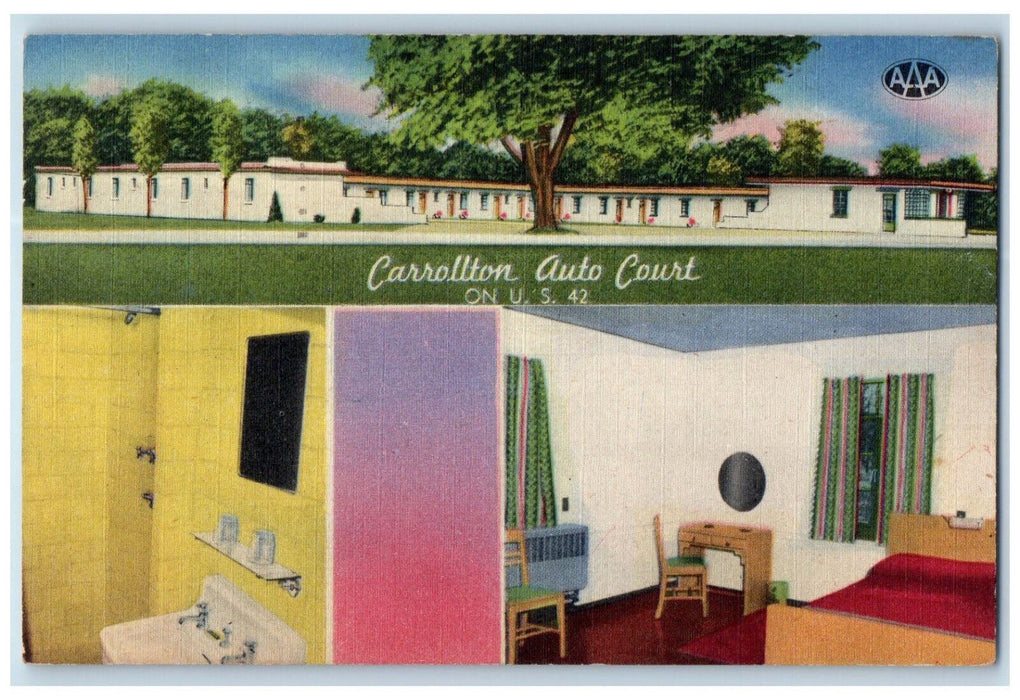 1952 Carrollton Auto Court Louisville Kentucky KY Multiview Vintage Postcard