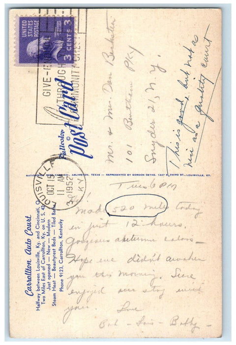 1952 Carrollton Auto Court Louisville Kentucky KY Multiview Vintage Postcard