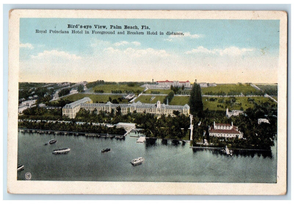 c1920's Bird's Eye View Royal Poinciana Hotel Palm Beach Florida FL Postcard