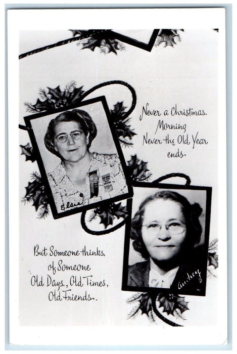 1952 Elsie And Audrey Christmas Homemade Christian Card RPPC Photo Postcard