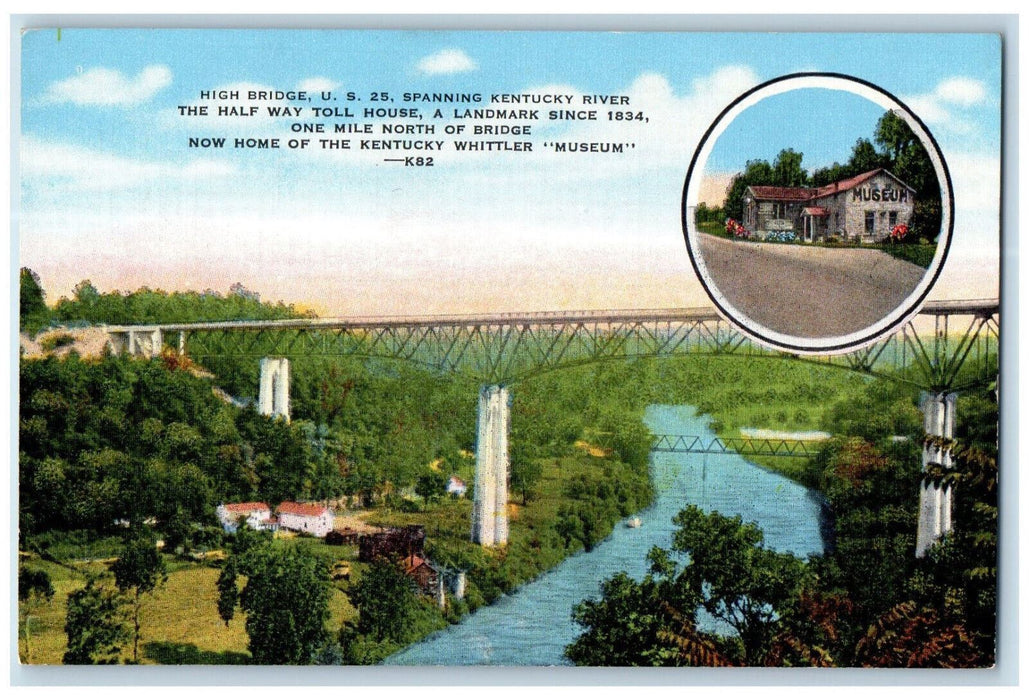 View Of High Bridge Spanning Kentucky River Lexington KY Vintage Postcard