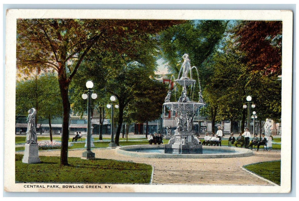 Central Garden Park Fountain Scene Bowling Green Kentucky KY Vintage Postcard