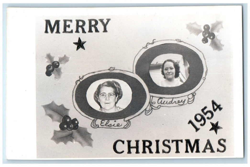 Christmas Berries Elsie And Audrey Homemade Christian Card RPPC Photo Postcard