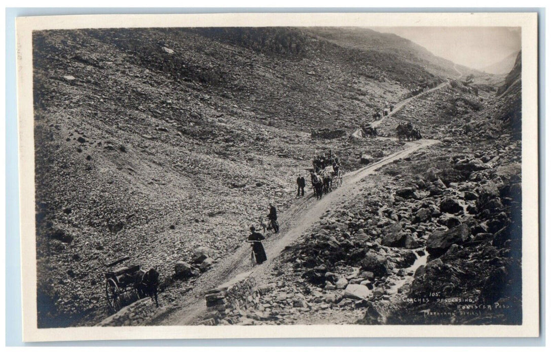 c1910's Coaches Descending Honister Pass England RPPC Unposted Photo Postcard