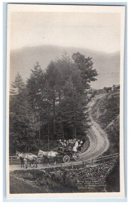 c1910's Devil's Elbow Horse Coach Buttermere Keswick England RPPC Photo Postcard