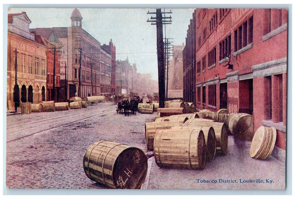 Tobacco District Street Building View Louisville Kentucky KY Antique Postcard