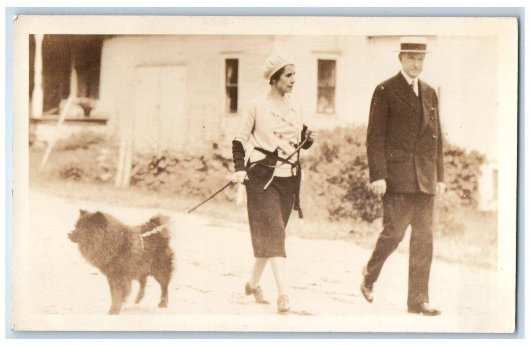 c1930's MR & MRS Coolidge Dog President Plymouth Vermont VT RPPC Photo Postcard