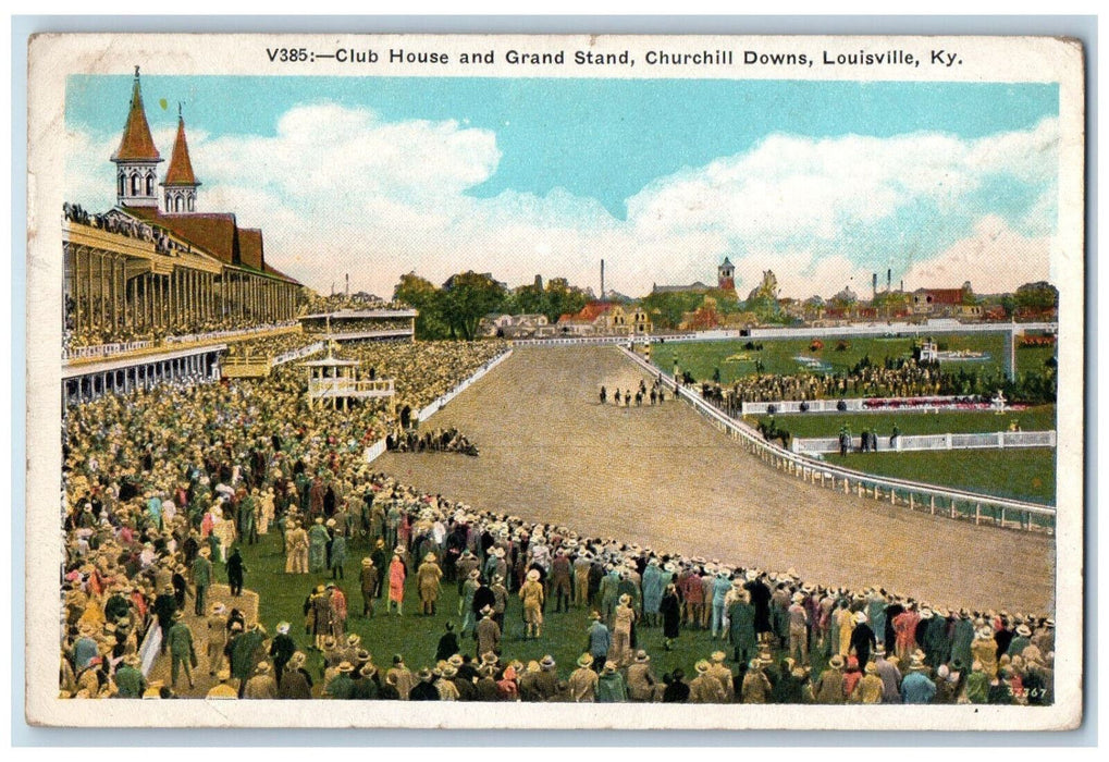 1934 Club House & Grand Stand Churchill Downs Louisville Kentucky KY Postcard