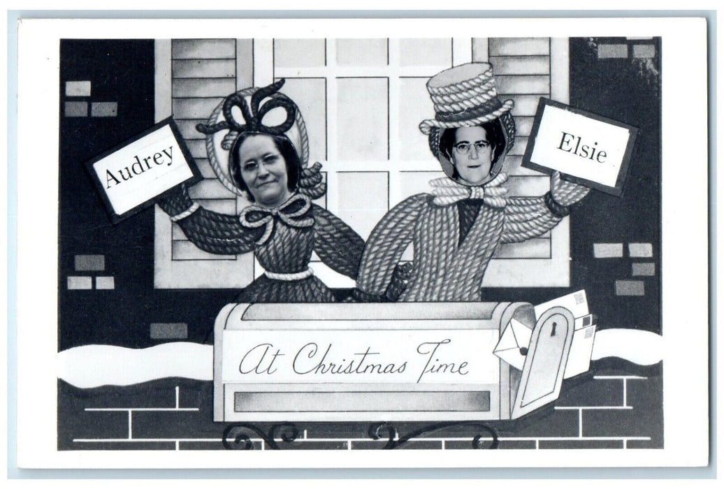 Christmas Time Elsie And Audrey Homemade Christian Card RPPC Photo Postcard