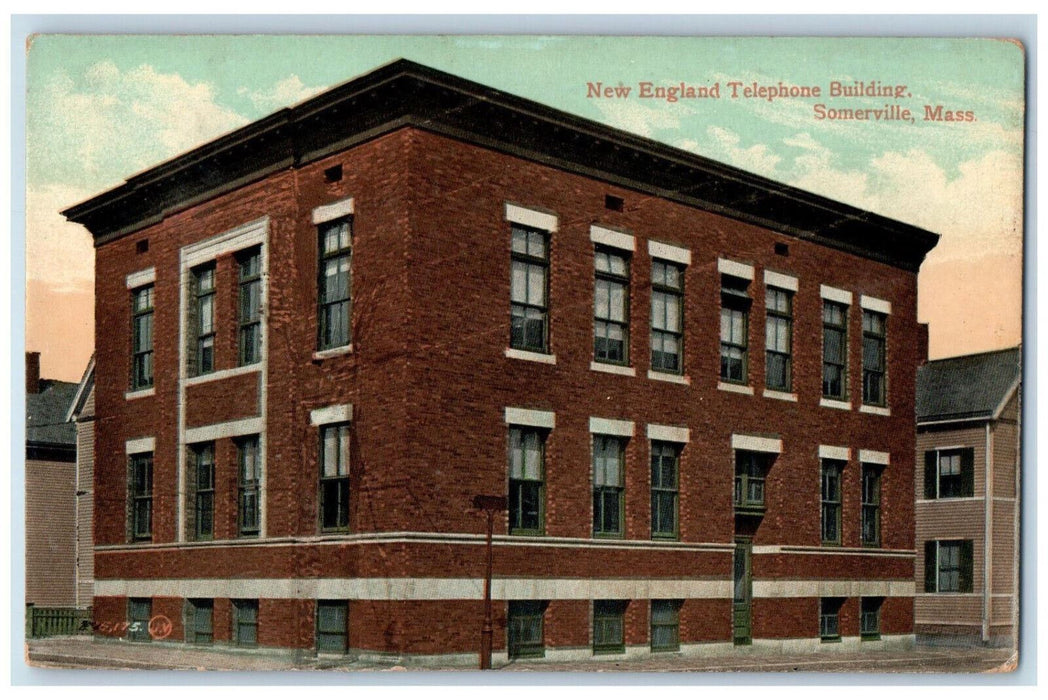 1910 New England Telephone Building Somerville MA Clarkson MA Postcard