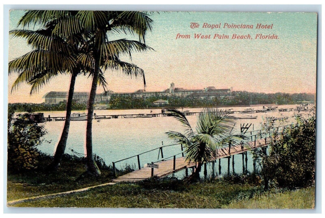 c1910 Bridge at The Royal Poinciana Hotel West Palm Beach Florida FL Postcard
