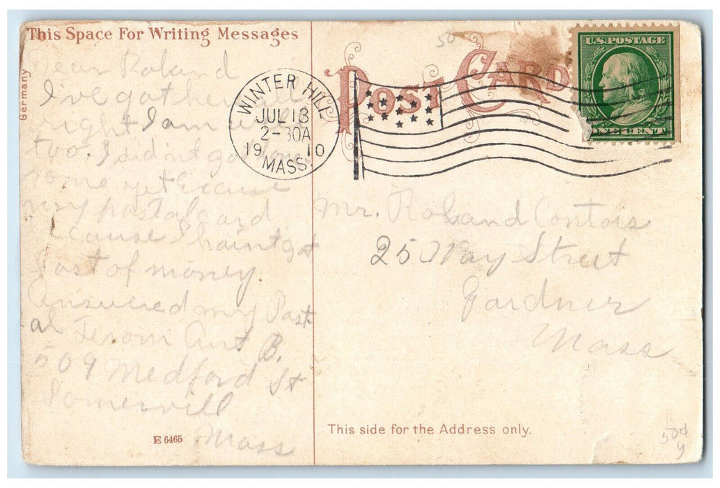 1910 View of Tufts College from Powder House Square Somerville MA Postcard