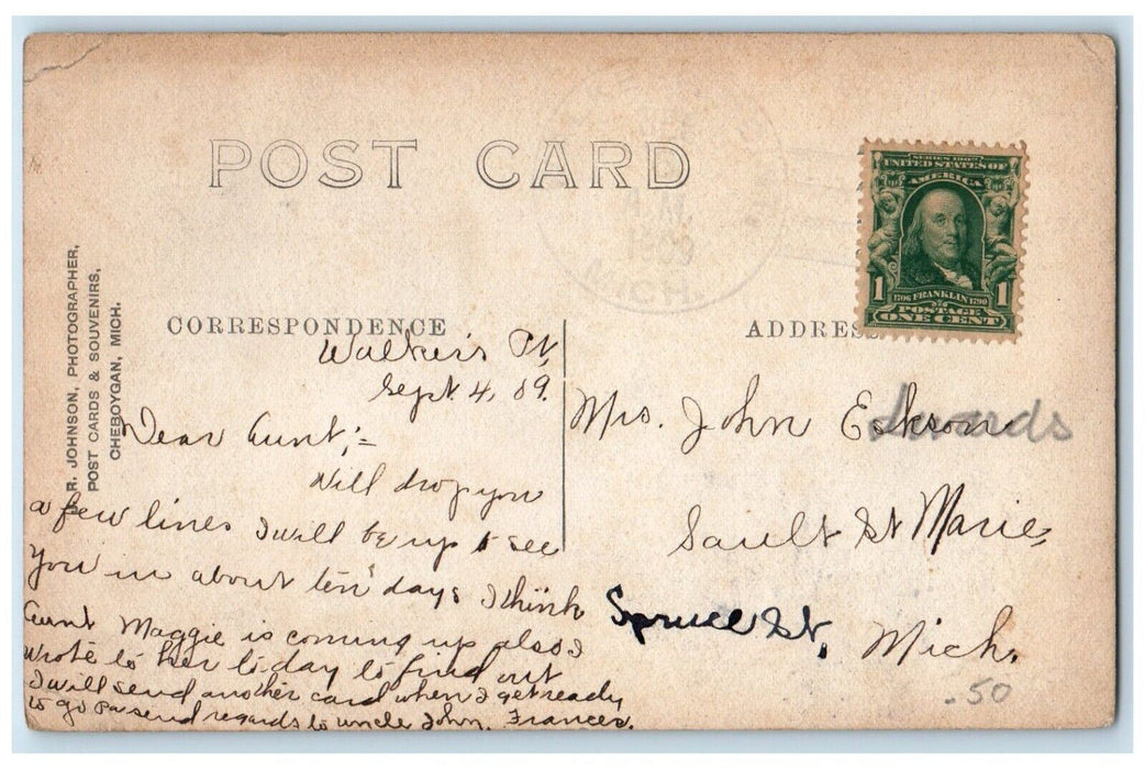 1909 Life Saving Station Walkers Point Bois Blanc Island MI RPPC Photo Postcard
