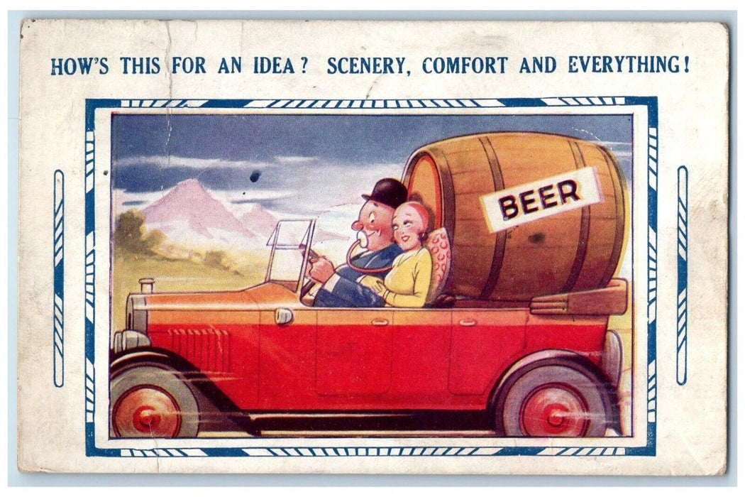 Coupel Drunk Drinking Beer Barrel Humor Bamforth Niagara Falls Ontario Postcard
