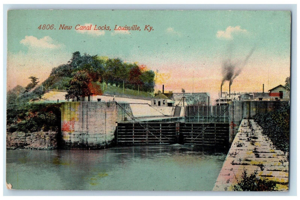 1911 View Of New Canal Locks Louisville Kentucky KY Antique Posted Postcard