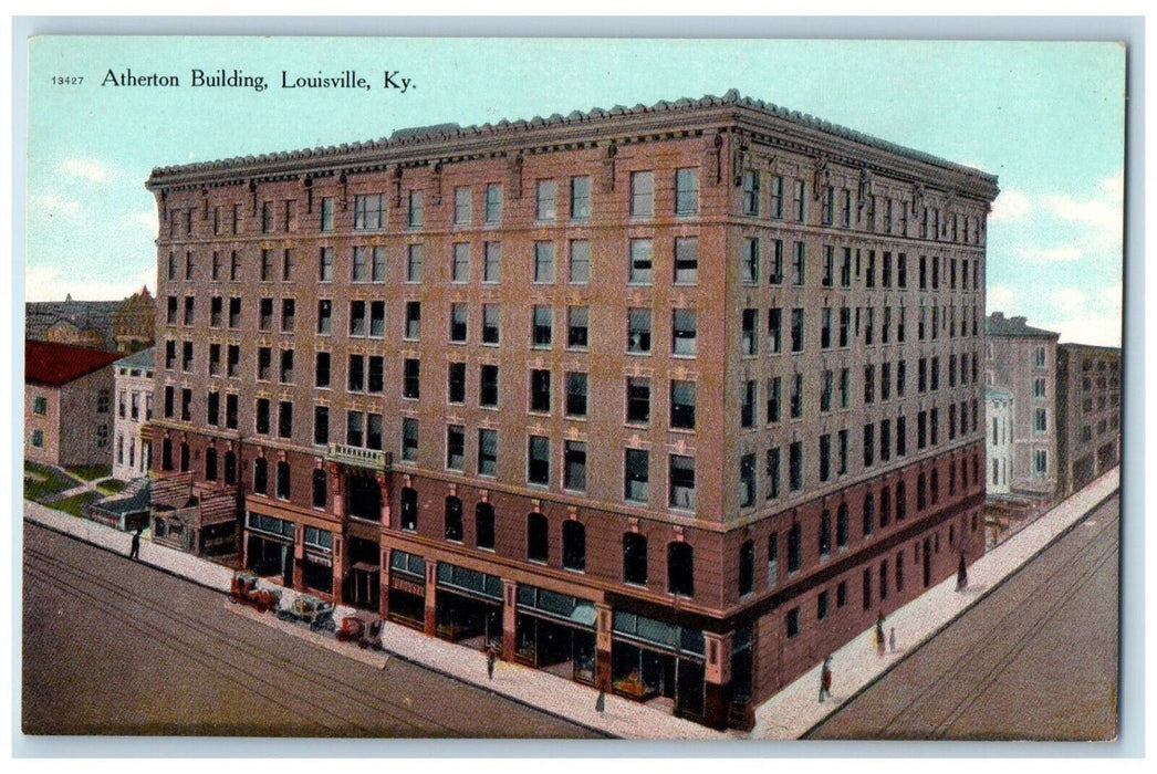 Atherton Building Car-lined Exterior Louisville Kentucky KY Antique Postcard