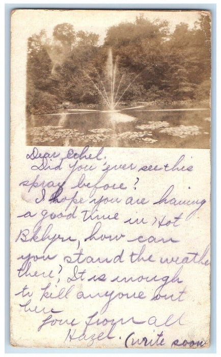 c1900's Candid Fountain Jamaica Long Island New York NY RPPC Photo Postcard