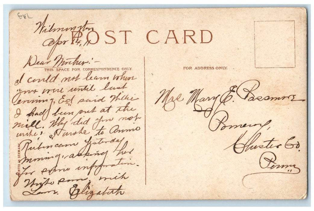 1911 Easter Chicken Hen Chicks And Basket Of Eggs Farm Antique Gel Postcard