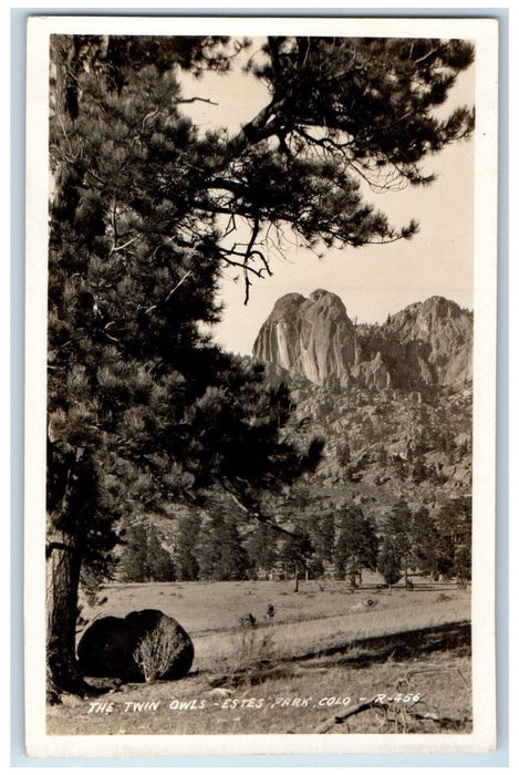 c1940's The Twin Owls Estes Park Colorado CO RPPC Posted Photo Postcard
