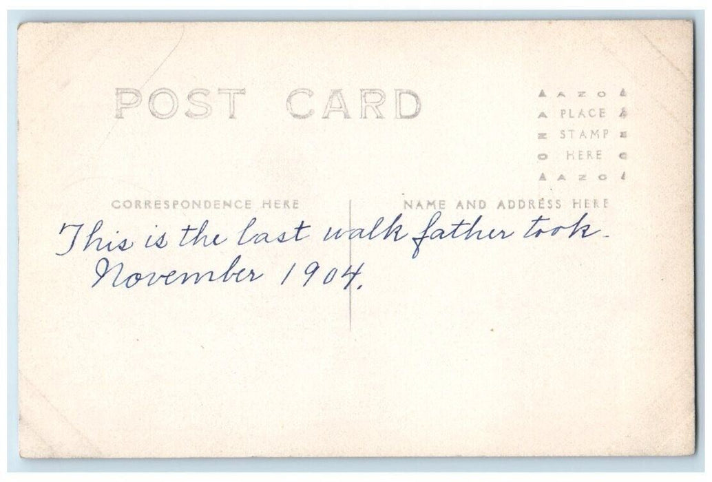 1904 Father's Last Walk Daughter Creek Rowley Ipswich MA RPPC Photo Postcard