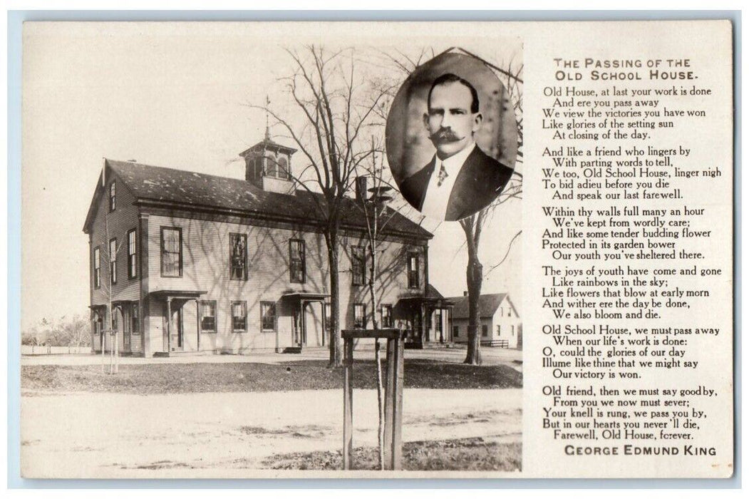 c1910's George Edmund King Poem School Rowley Ipswich MA RPPC Photo Postcard