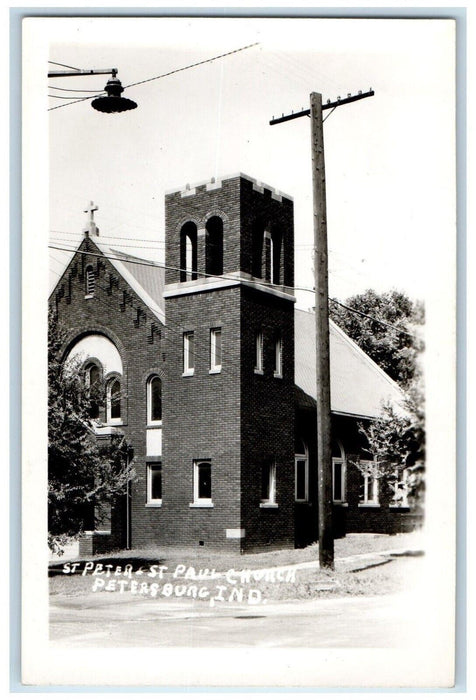 c1950's St. Peter To St. Paul Church Petersburg Indiana IN RPPC Photo Postcard