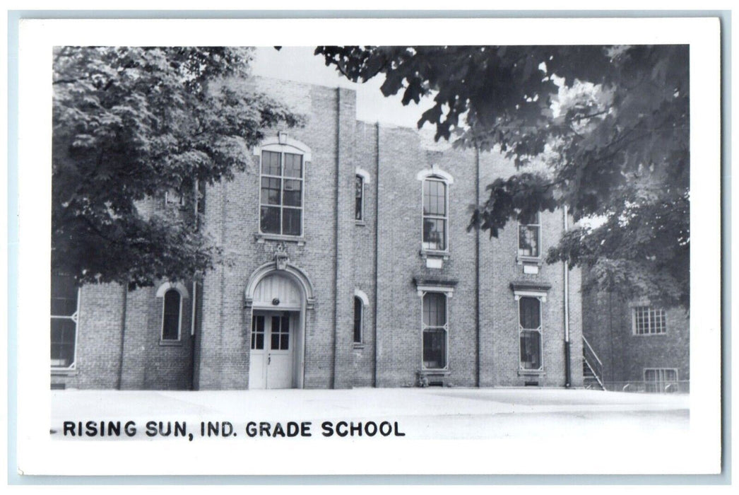 c1950's Grade School Building Rising Sun Indiana IN Vintage RPPC Photo Postcard