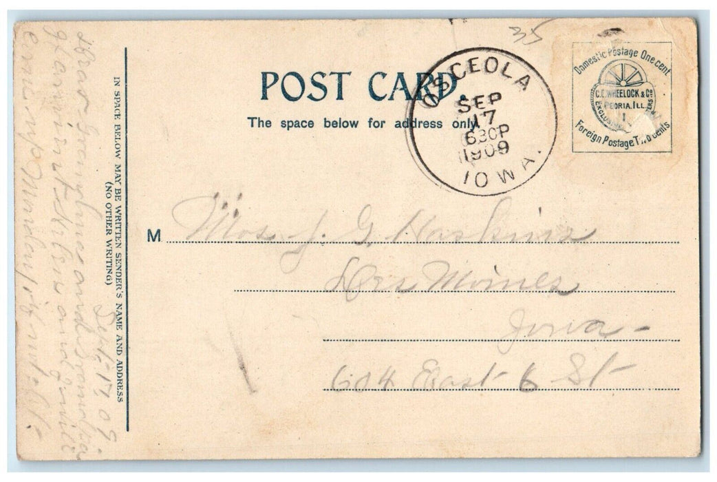 1909 Court House Osceola Iowa IA Posted Antique Alvice Ramsey Postcard
