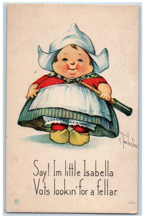 1950 Cute Dutch Fat Girl Lighter Looking For A Fellar Twelvetrees Postcard