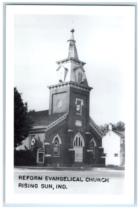 c1950's Reform Evangelical Church Rising Sun Indiana IN RPPC Photo Postcard
