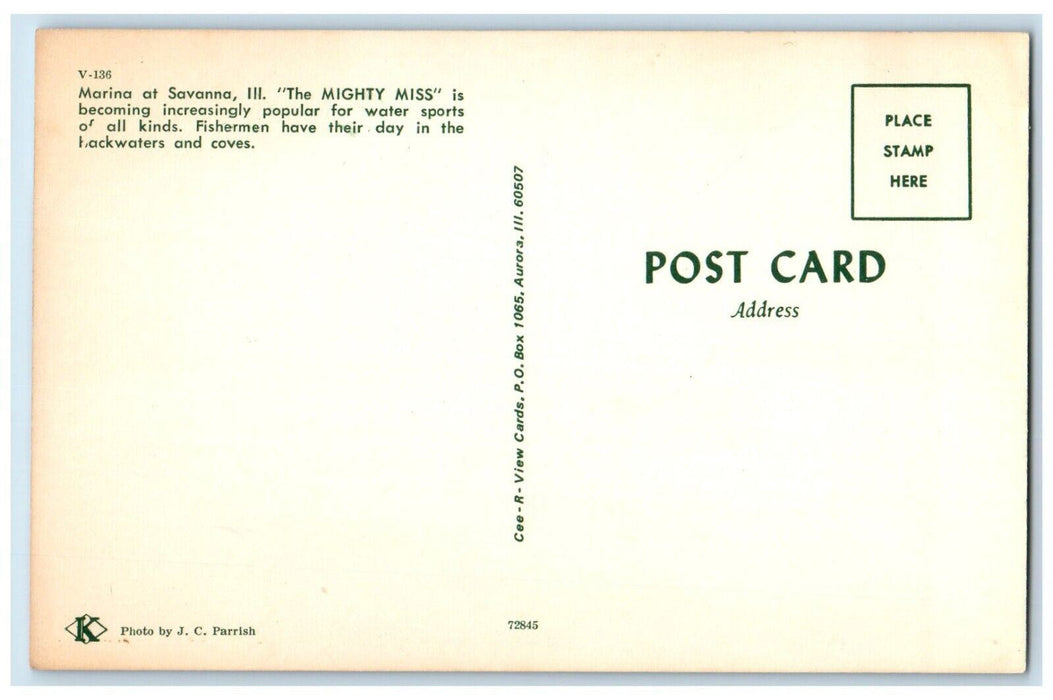 c1960's Nokomis II Boat Mississippi River Marina Savanna Illinois IL Postcard