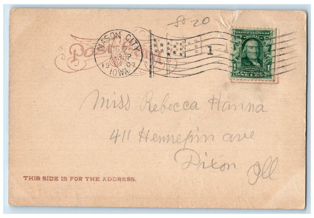 1907 Parker's Mill Mason City Iowa IA Antique Posted Chas E. Mann Postcard