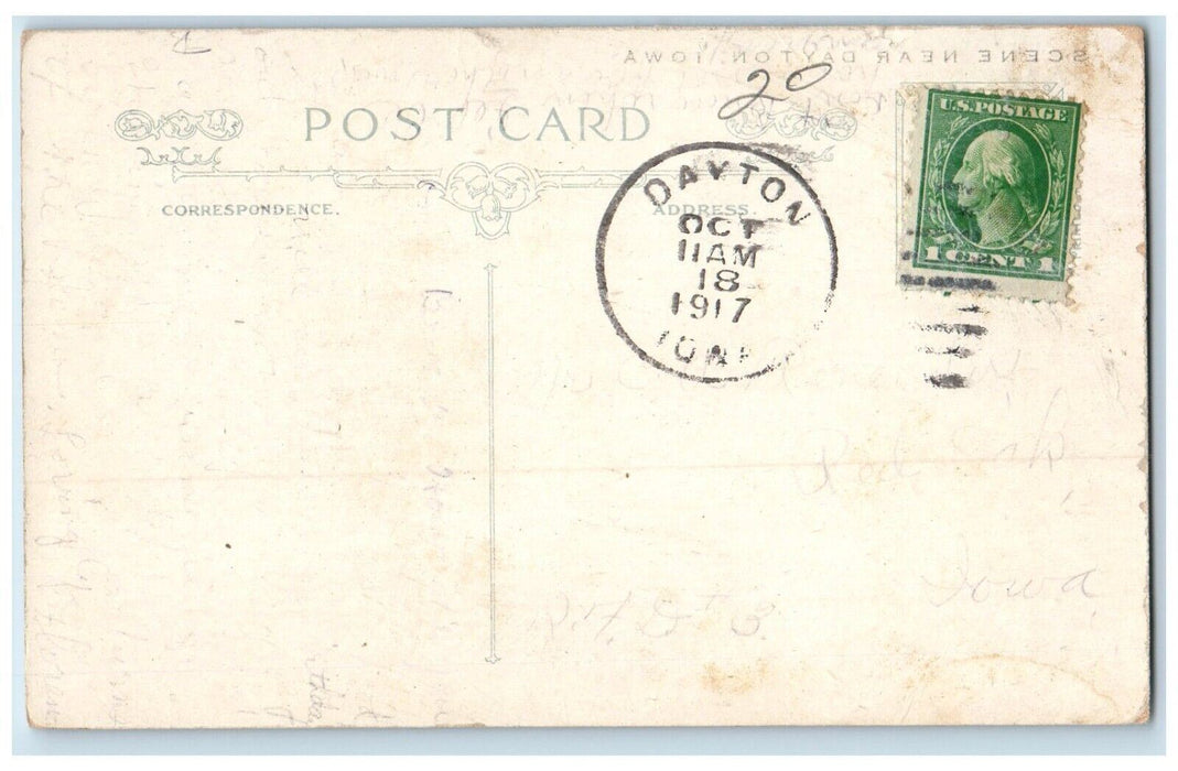 1917 Scene of Road River Near Dayton Iowa IA Posted Antique Postcard