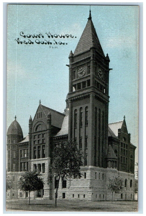 1916 Court House Red Oak Iowa IA Corning IA Posted Antique Postcard