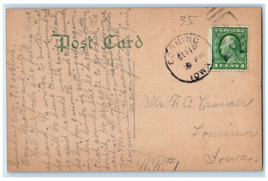 1916 Court House Red Oak Iowa IA Corning IA Posted Antique Postcard
