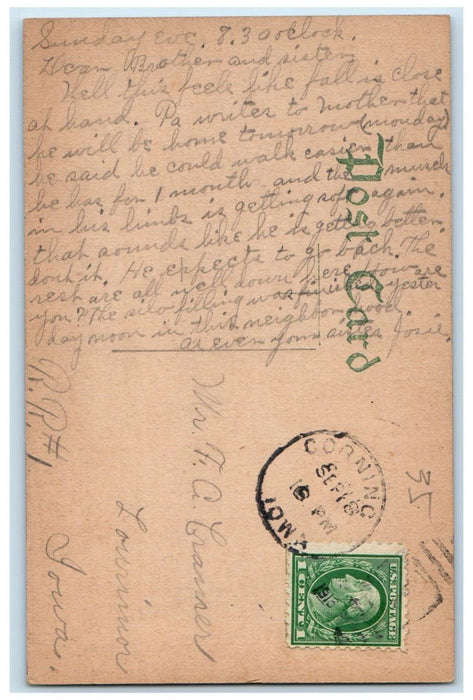 1916 Court House Red Oak Iowa IA Corning IA Posted Antique Postcard