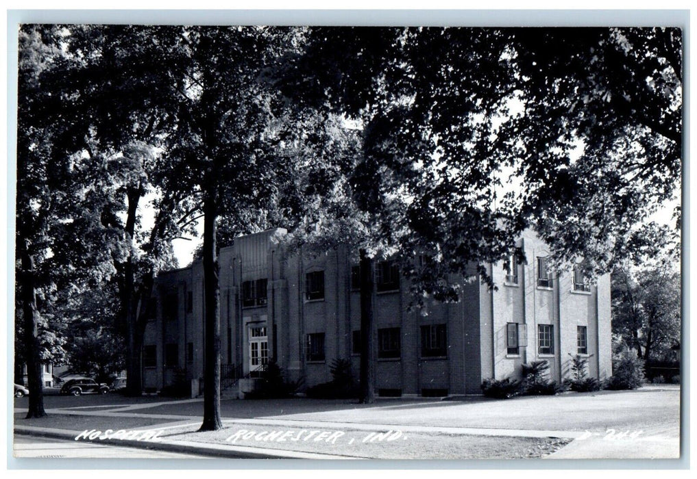 c1940's Hospital Building Scene Street Rochester Indiana IN RPPC Photo Postcard