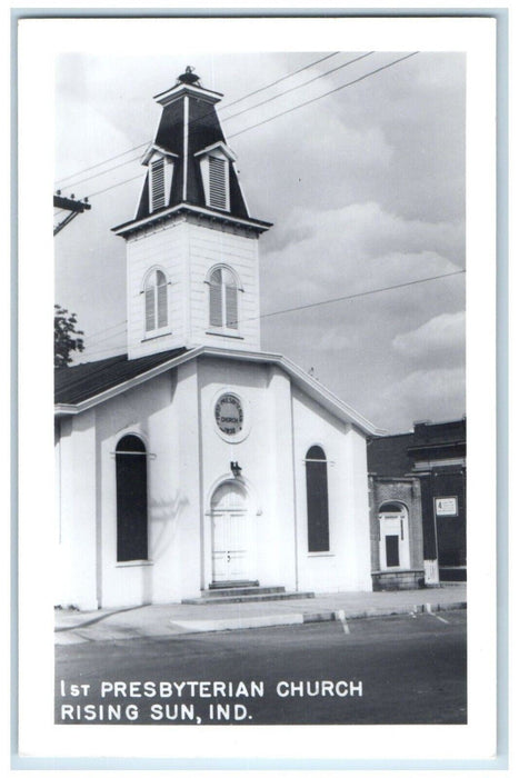 c1950's 1st Presbyterian Church Rising Sun Indiana IN RPPC Photo Postcard