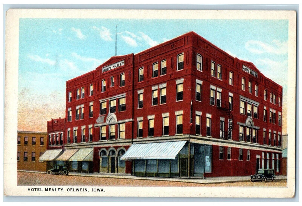 c1930's Hotel Mealey Building Oelwein Iowa IA Posted Vintage Postcard